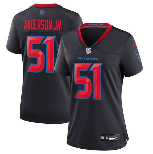 Women%27s Houston Texans #51 Will Anderson Jr. Navy 2024 2nd Alternate Stitched Jersey Dzhi